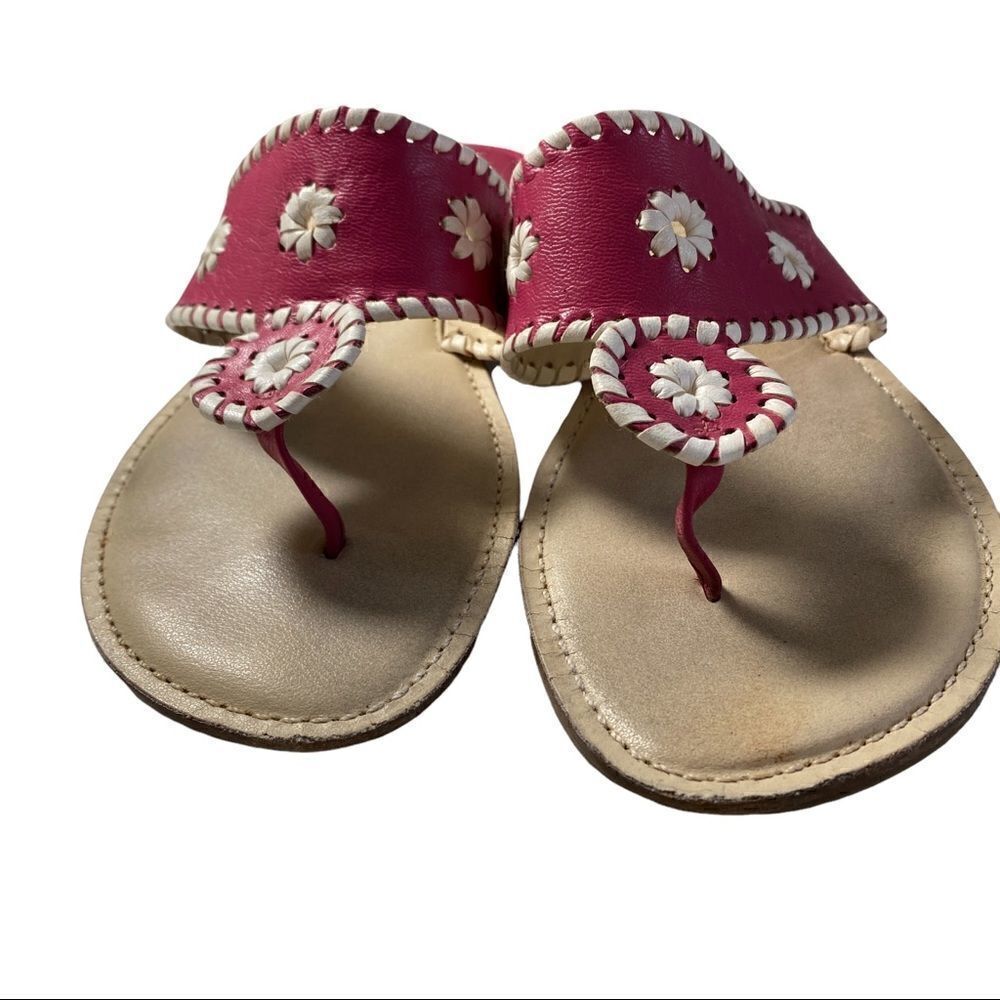 APOSTROPHE PINK/WHITE LEATHER THONG SANDAL SZ 7M - Picture 3 of 11